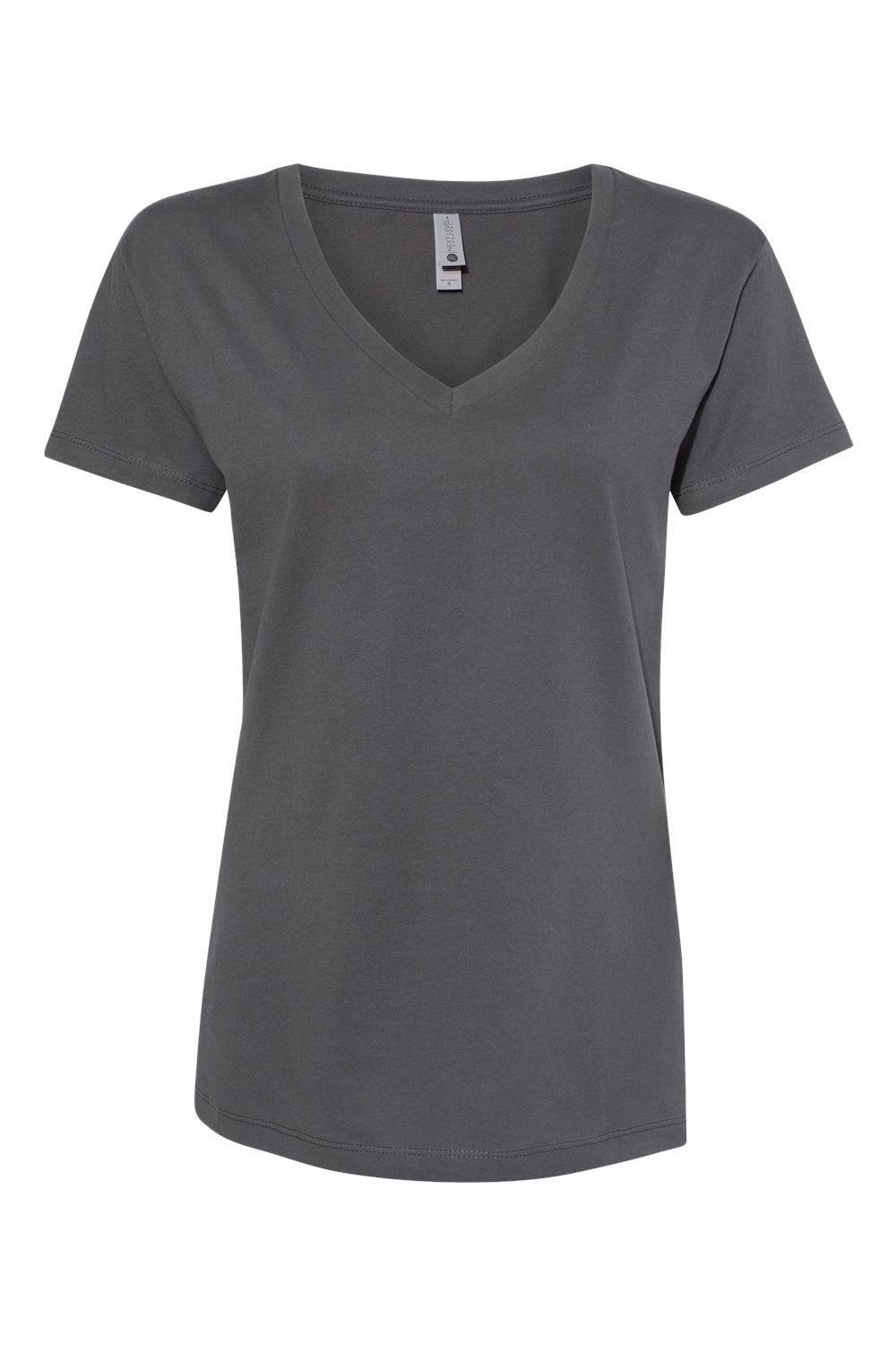 Next Level 3940 Womens Relaxed Short Sleeve V-Neck T-Shirt Heavy Metal Grey Flat Front