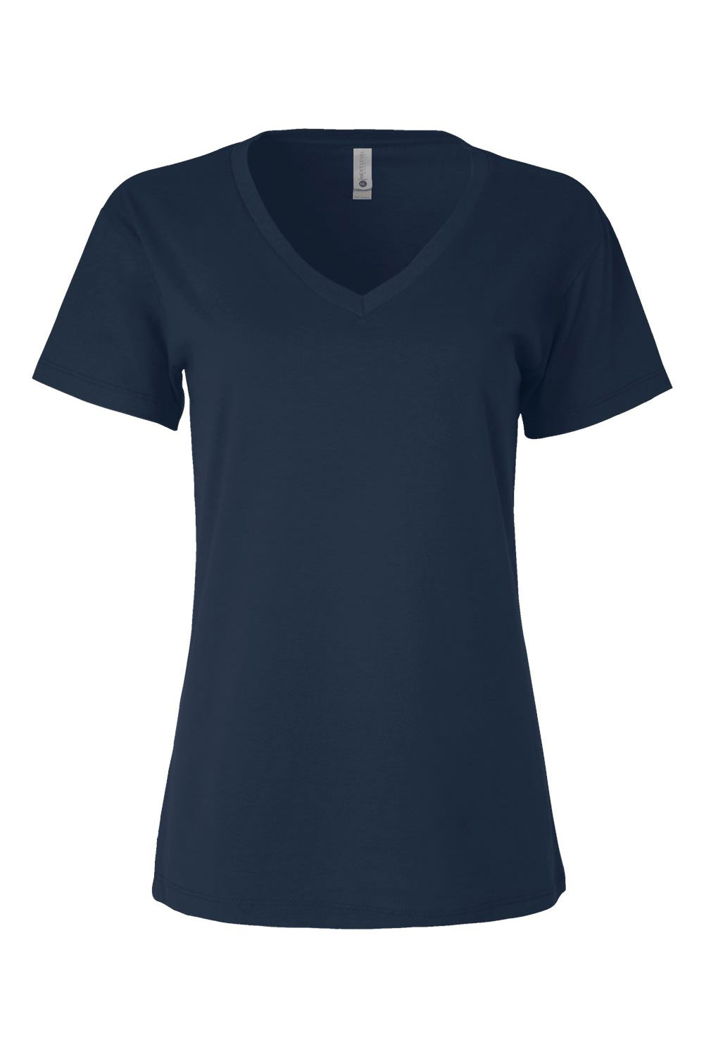 Next Level 3940 Womens Relaxed Short Sleeve V-Neck T-Shirt Midnight Navy Blue Flat Front