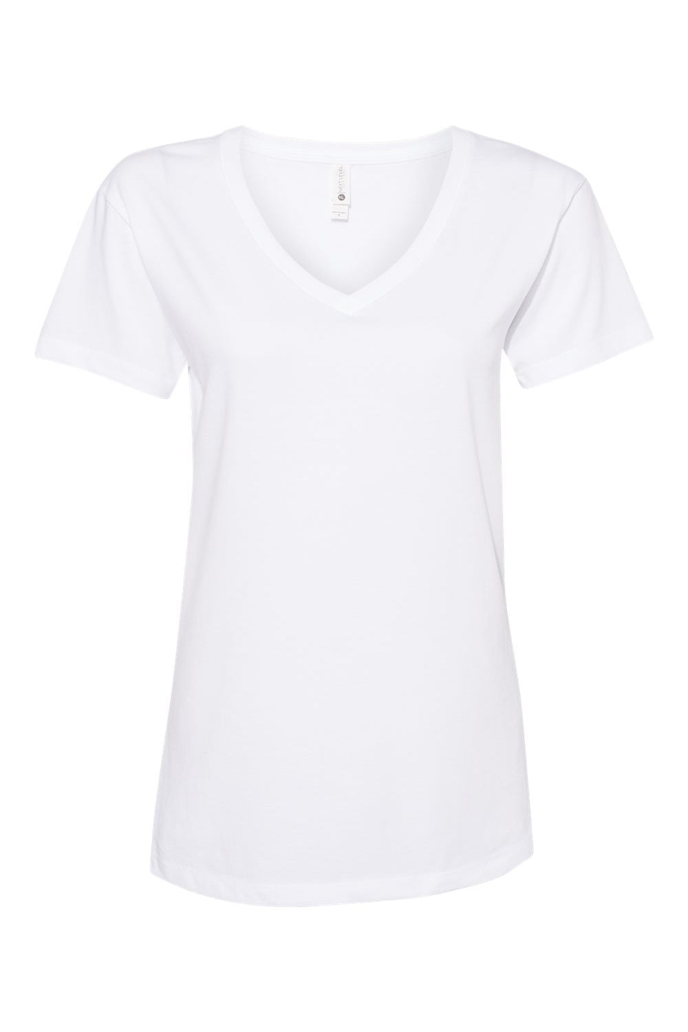 Next Level 3940 Womens Relaxed Short Sleeve V-Neck T-Shirt White Flat Front