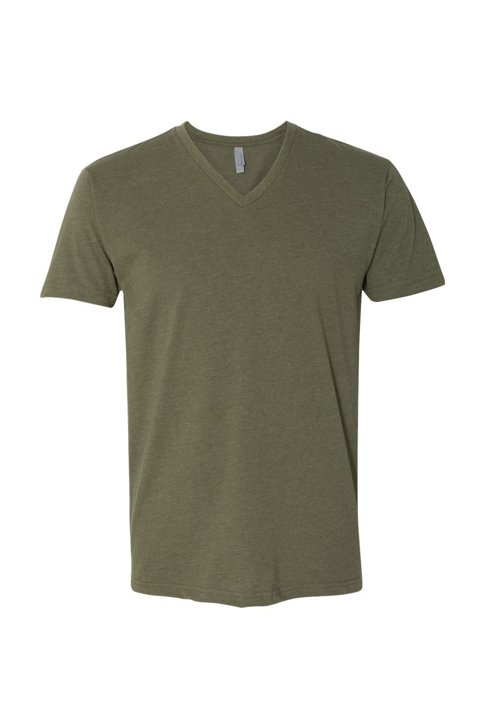 Next Level 6240 Mens CVC Jersey Short Sleeve V-Neck T-Shirt Military Green Flat Front