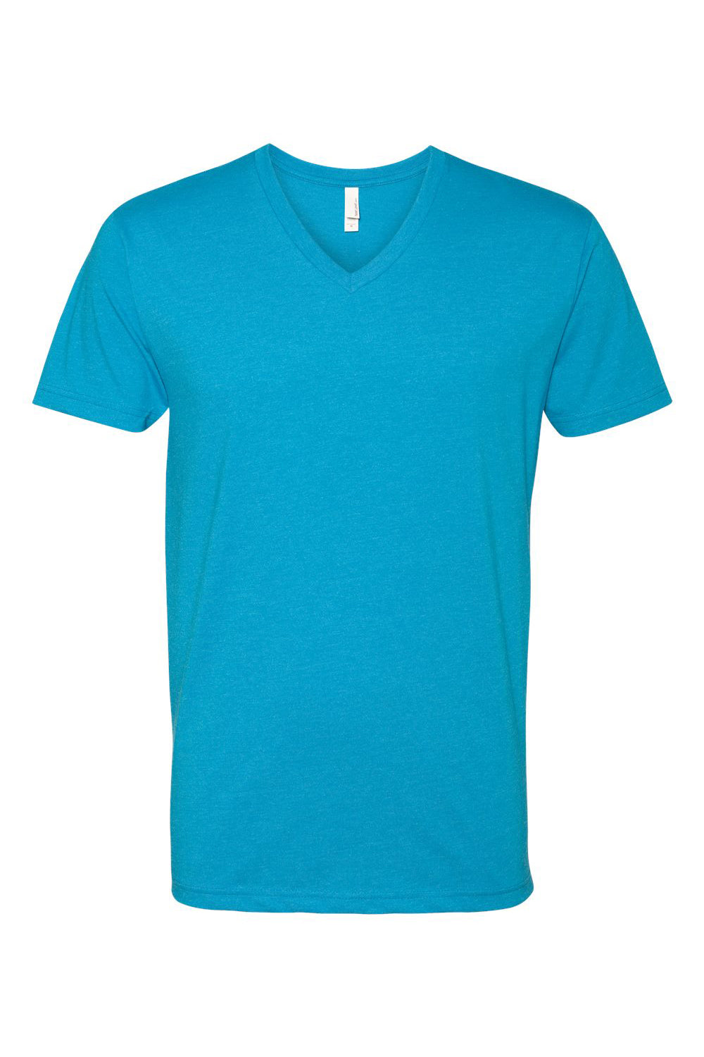 Next Level 6240 Mens CVC Jersey Short Sleeve V-Neck T-Shirt Turquoise Blue Flat Front