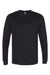 Next Level 6411 Mens Sueded Jersey Long Sleeve Crewneck T-Shirt Black Flat Front