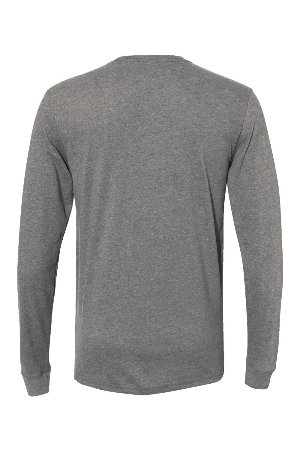 Next Level 6411 Mens Sueded Jersey Long Sleeve Crewneck T-Shirt Heather Charcoal Grey Flat Back