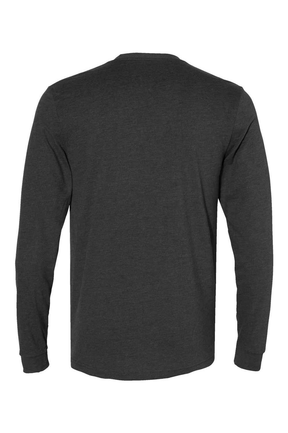 Next Level 6411 Mens Sueded Jersey Long Sleeve Crewneck T-Shirt Heather Dark Grey Flat Back