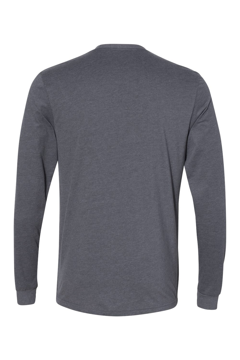 Next Level 6411 Mens Sueded Jersey Long Sleeve Crewneck T-Shirt Heather Metal Grey Flat Back