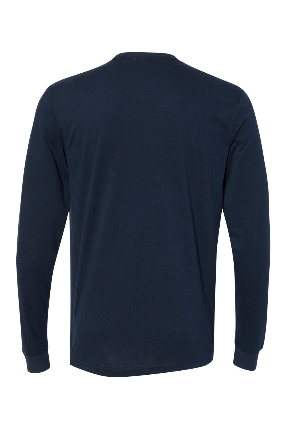 Next Level 6411 Mens Sueded Jersey Long Sleeve Crewneck T-Shirt Midnight Navy Blue Flat Back