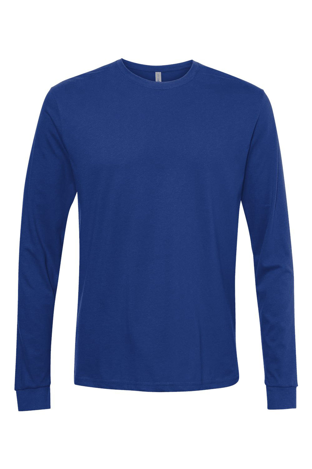 Next Level 6411 Mens Sueded Jersey Long Sleeve Crewneck T-Shirt Royal Blue Flat Front