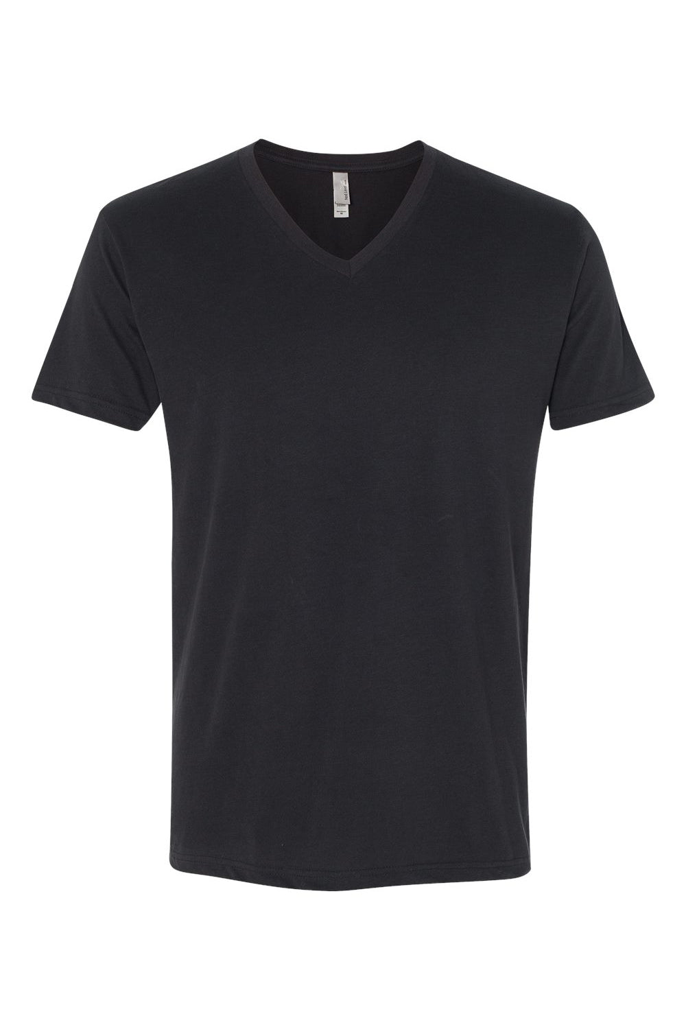 Next Level 6440 Mens Sueded Jersey Short Sleeve V-Neck T-Shirt Black Flat Front