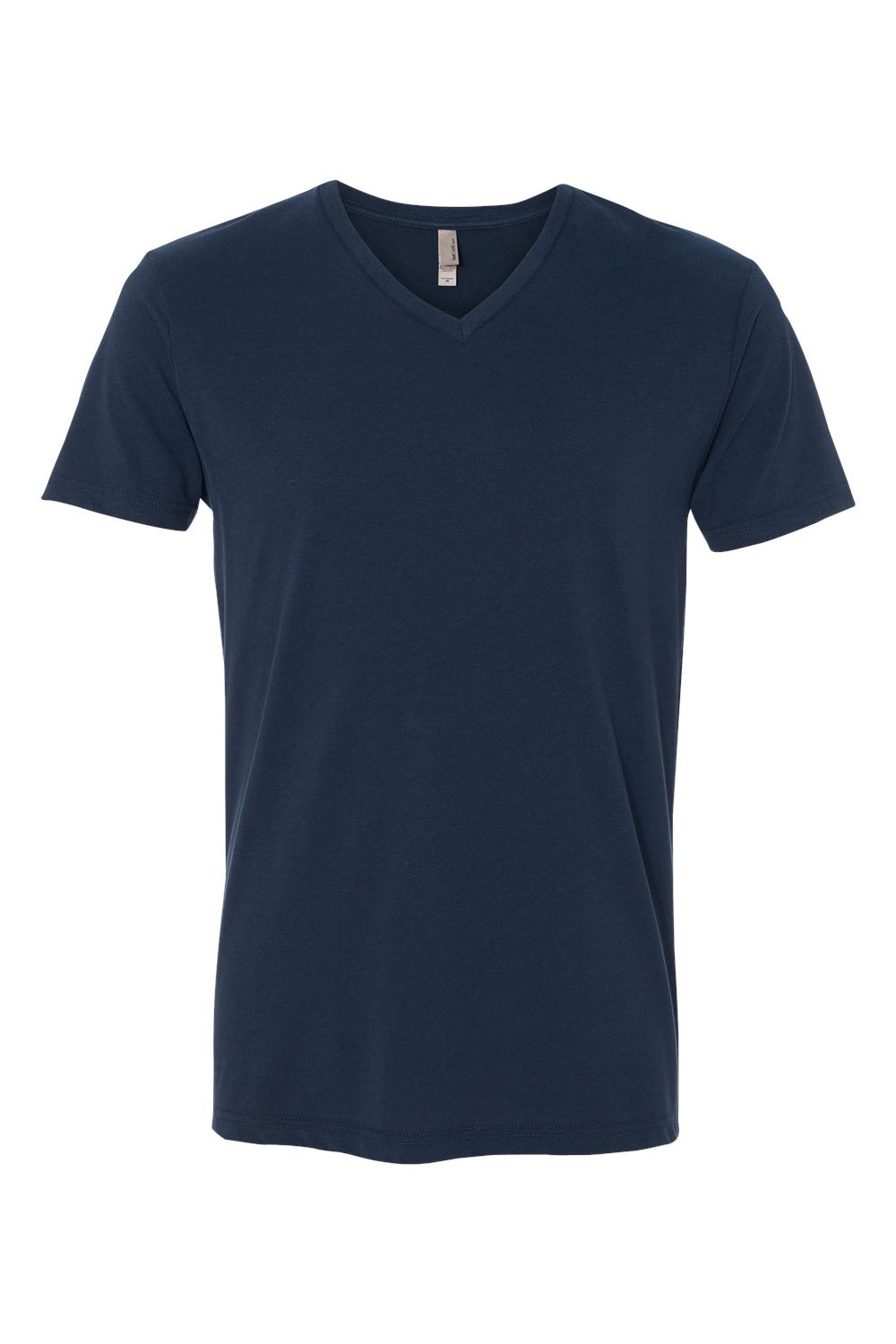 Next Level 6440 Mens Sueded Jersey Short Sleeve V-Neck T-Shirt Midnight Navy Blue Flat Front