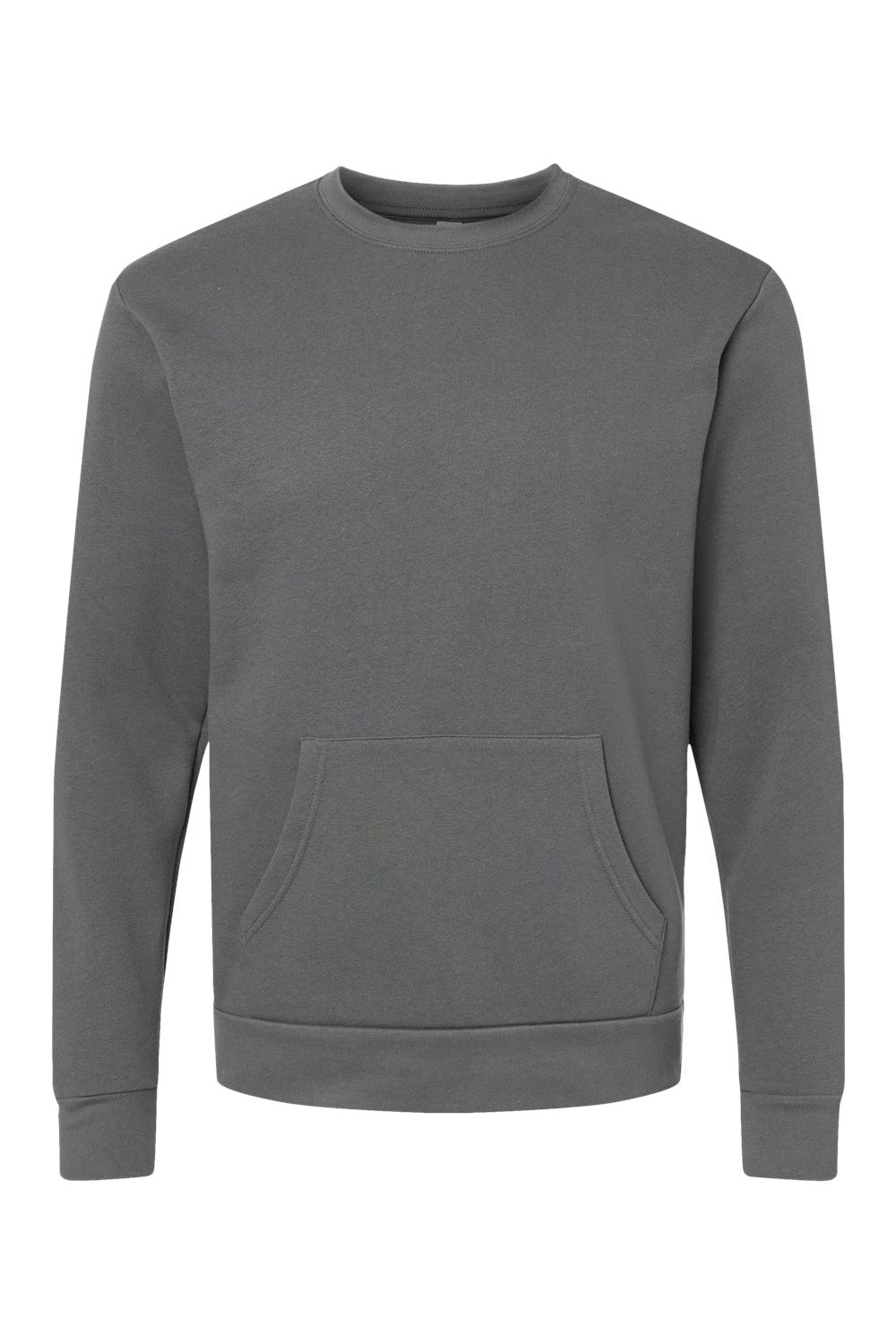 Next Level 9001 Mens Fleece Crewneck Sweatshirt w/ Pouch Pocket Heavy Metal Grey Flat Front