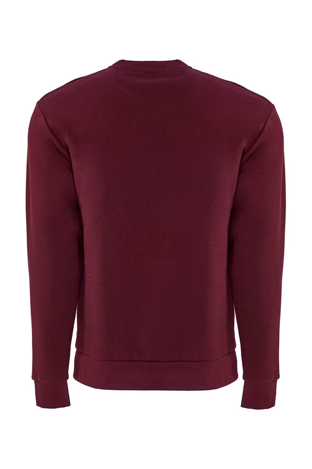 Next Level 9001 Mens Fleece Crewneck Sweatshirt w/ Pouch Pocket Maroon Flat Back