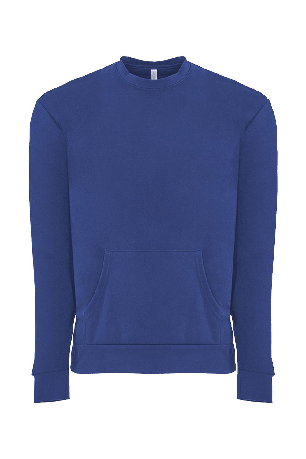 Next Level 9001 Mens Fleece Crewneck Sweatshirt w/ Pouch Pocket Royal Blue Flat Front