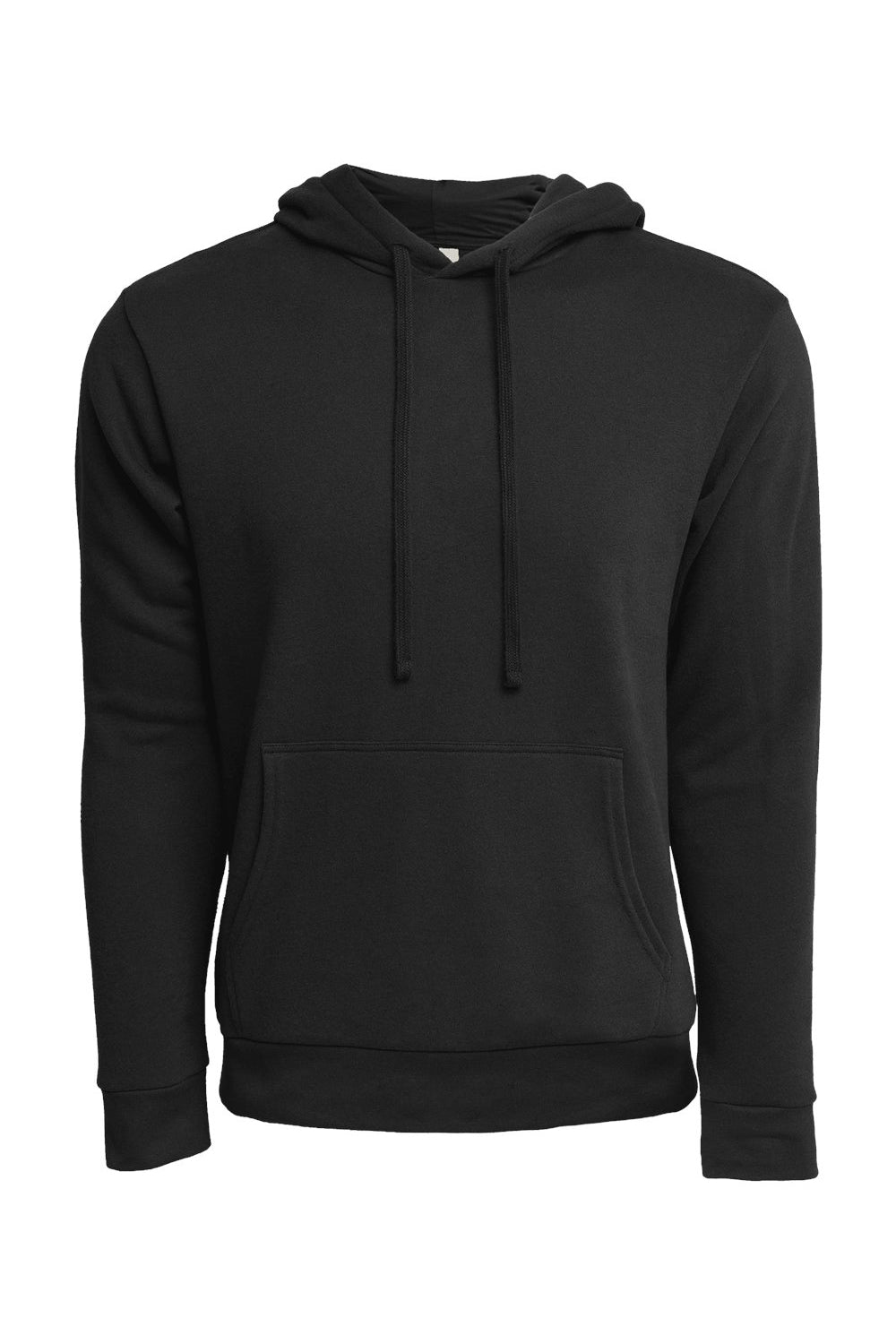 Next Level 9304 Mens Sueded French Terry Hooded Sweatshirt Hoodie w/ Pouch Pocket Black Flat Front