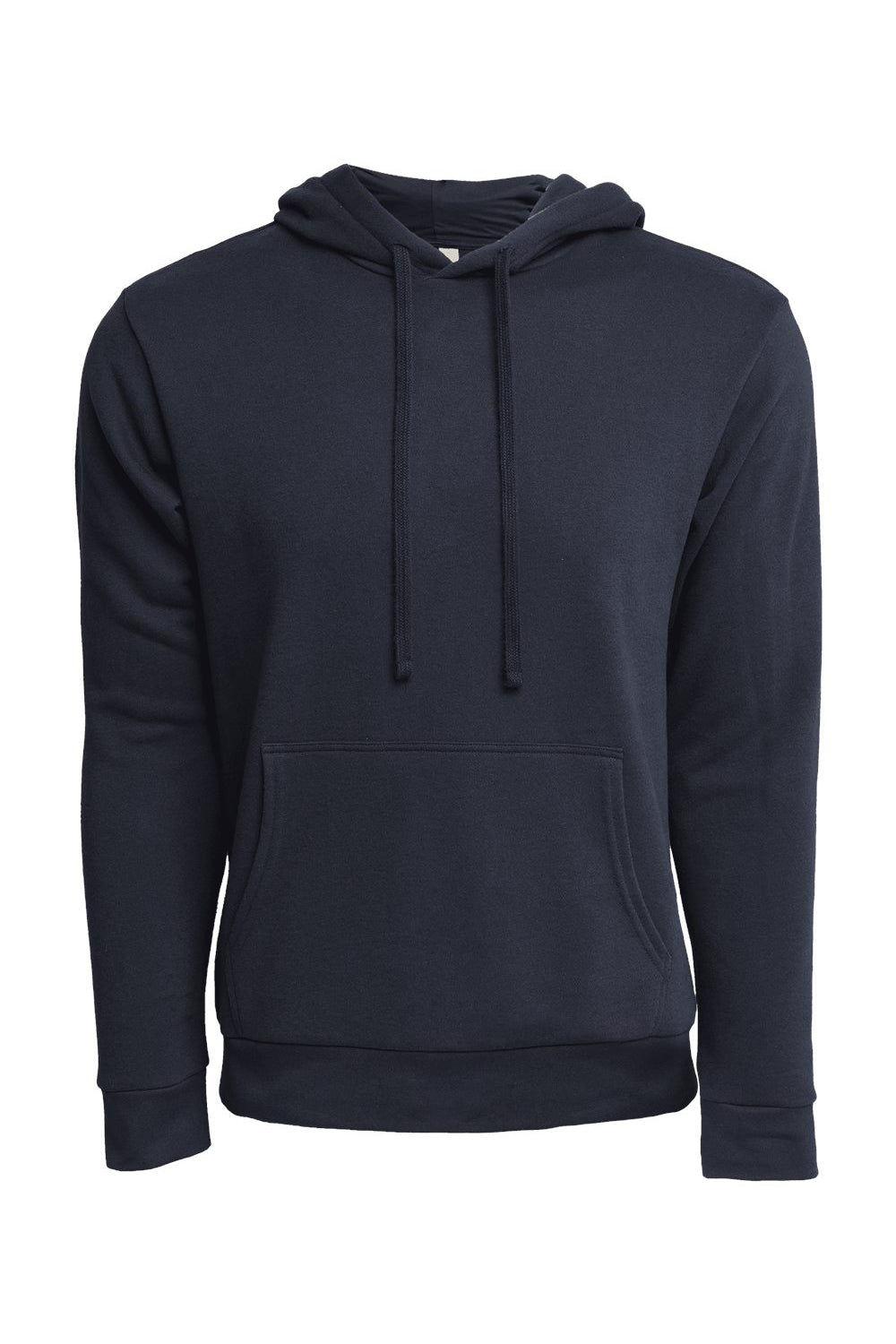 Next Level 9304 Mens Sueded French Terry Hooded Sweatshirt Hoodie w/ Pouch Pocket Midnight Navy Blue Flat Front