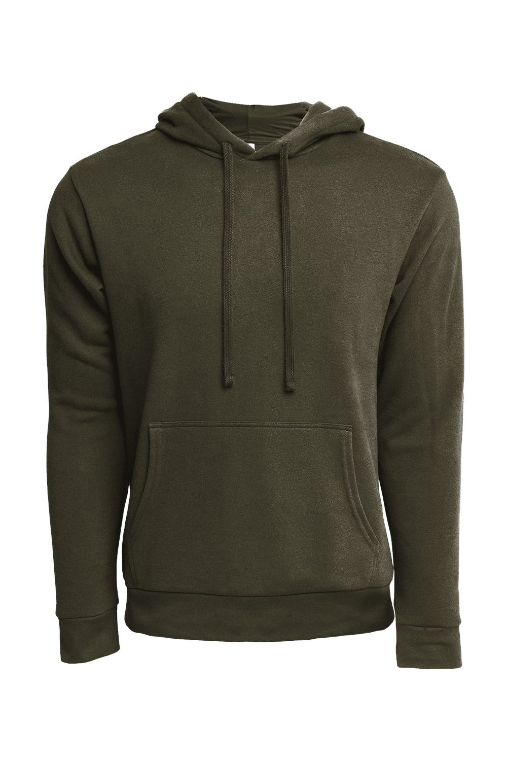 Next Level 9304 Mens Sueded French Terry Hooded Sweatshirt Hoodie w/ Pouch Pocket Military Green Flat Front