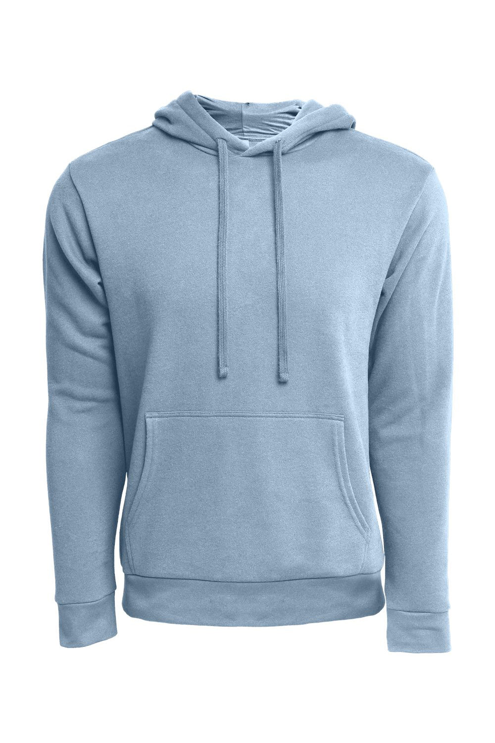 Next Level 9304 Mens Sueded French Terry Hooded Sweatshirt Hoodie w/ Pouch Pocket Stonewashed Denim Blue Flat Front