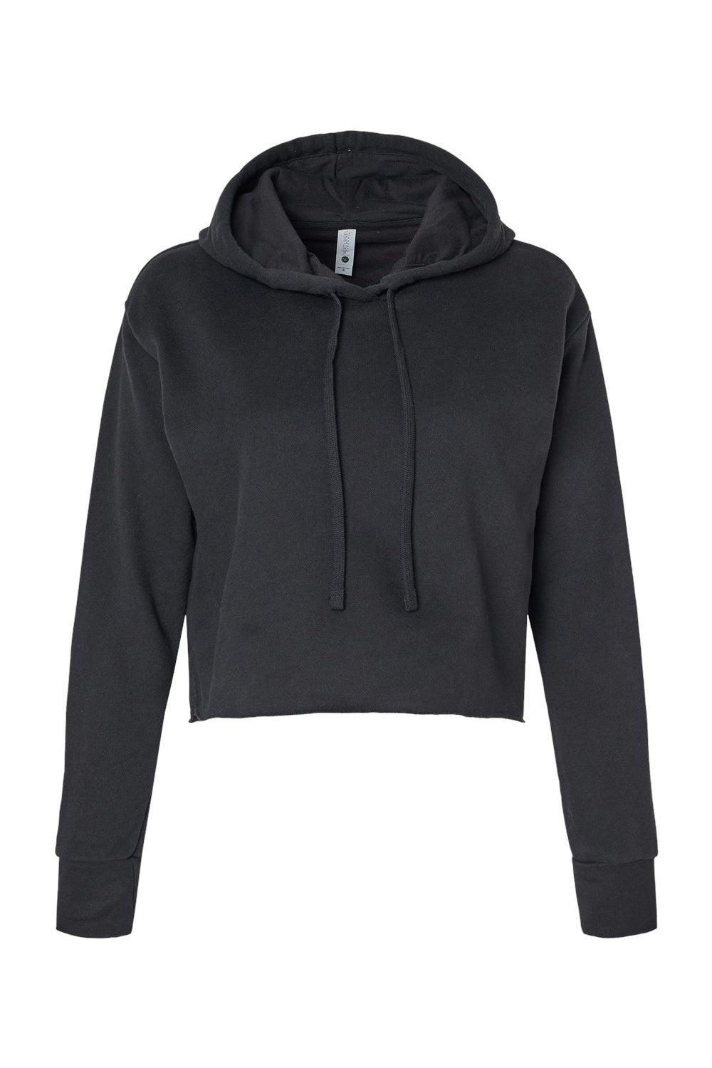 Next Level 9384 Womens Cropped Hooded Sweatshirt Hoodie Black Flat Front