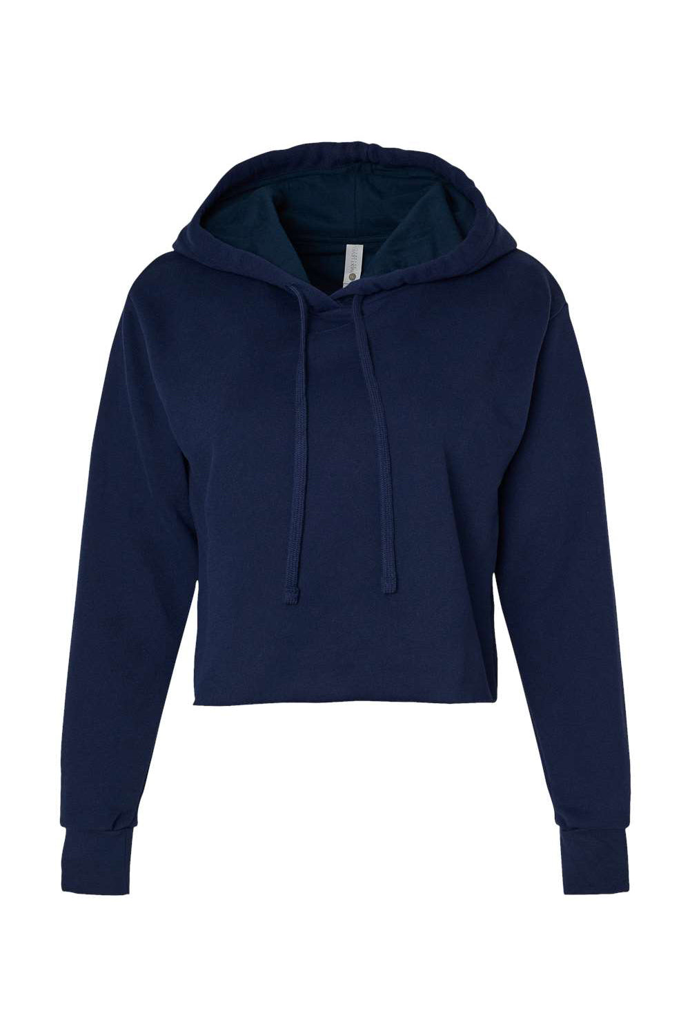 Next Level 9384 Womens Cropped Hooded Sweatshirt Hoodie Midnight Navy Blue Flat Front