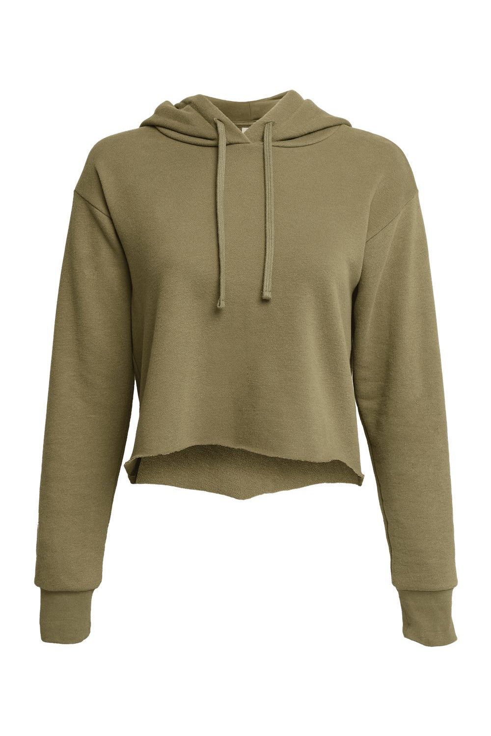 Next Level 9384 Womens Cropped Hooded Sweatshirt Hoodie Military Green Flat Front