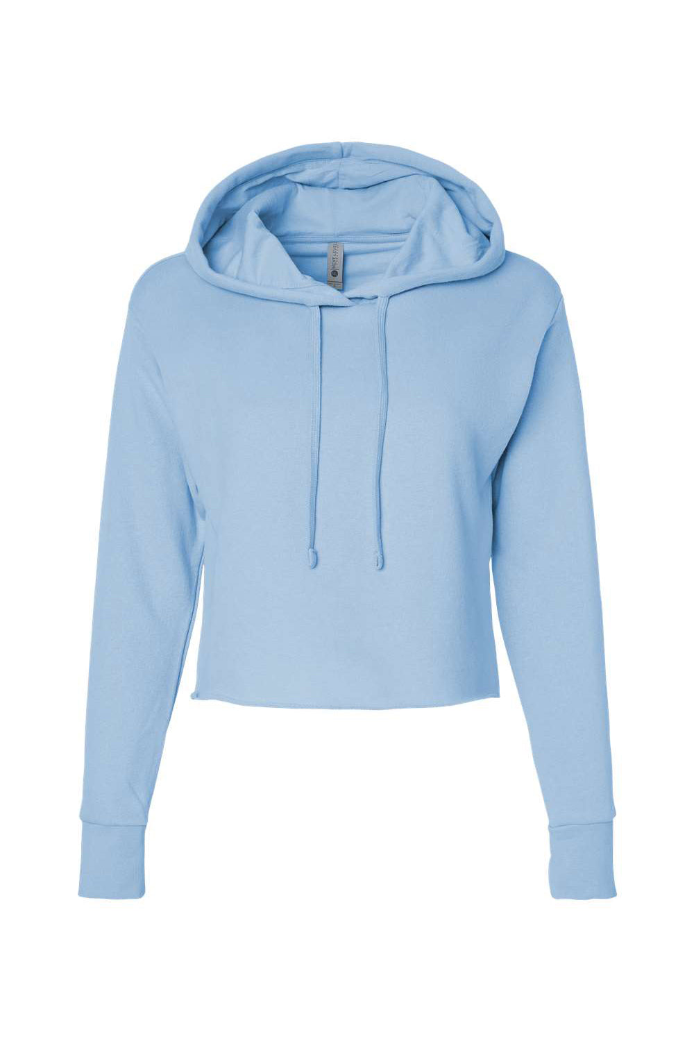 Next Level 9384 Womens Cropped Hooded Sweatshirt Hoodie Stonewashed Denim Blue Flat Front