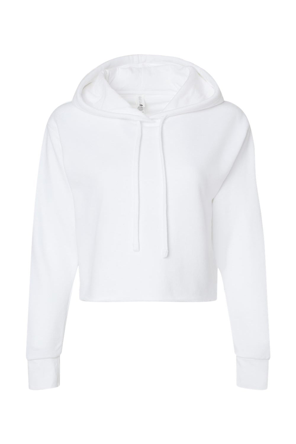 Next Level 9384 Womens Cropped Hooded Sweatshirt Hoodie White Flat Front