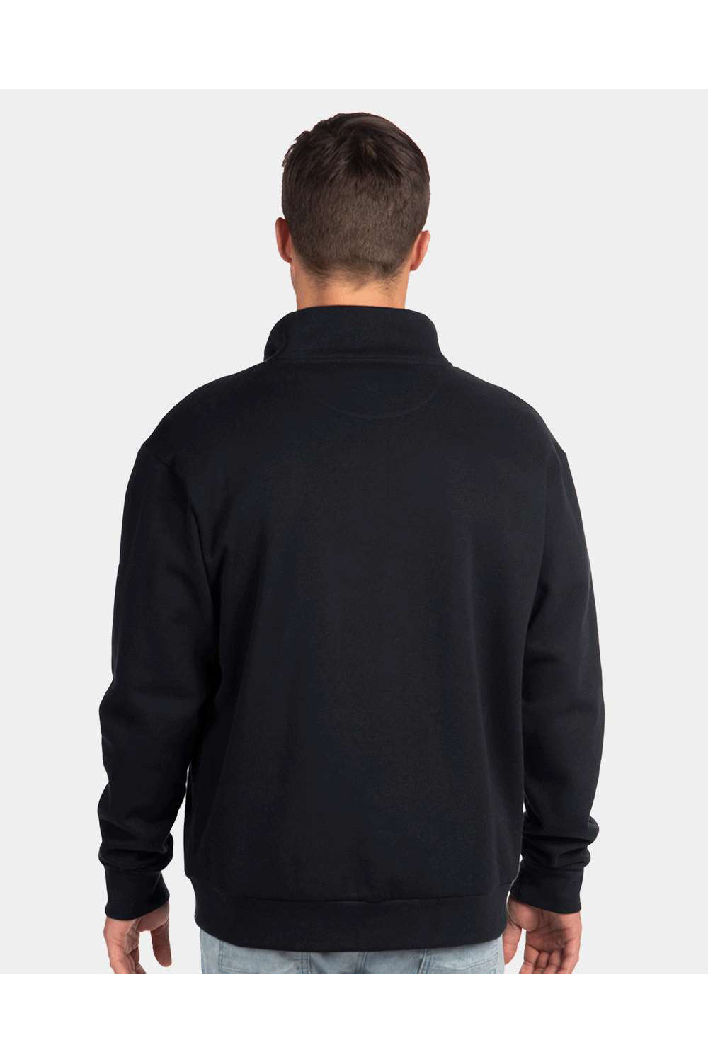 Next Level 9643 Mens Fleece 1/4 Zip Sweatshirt Black Model Back