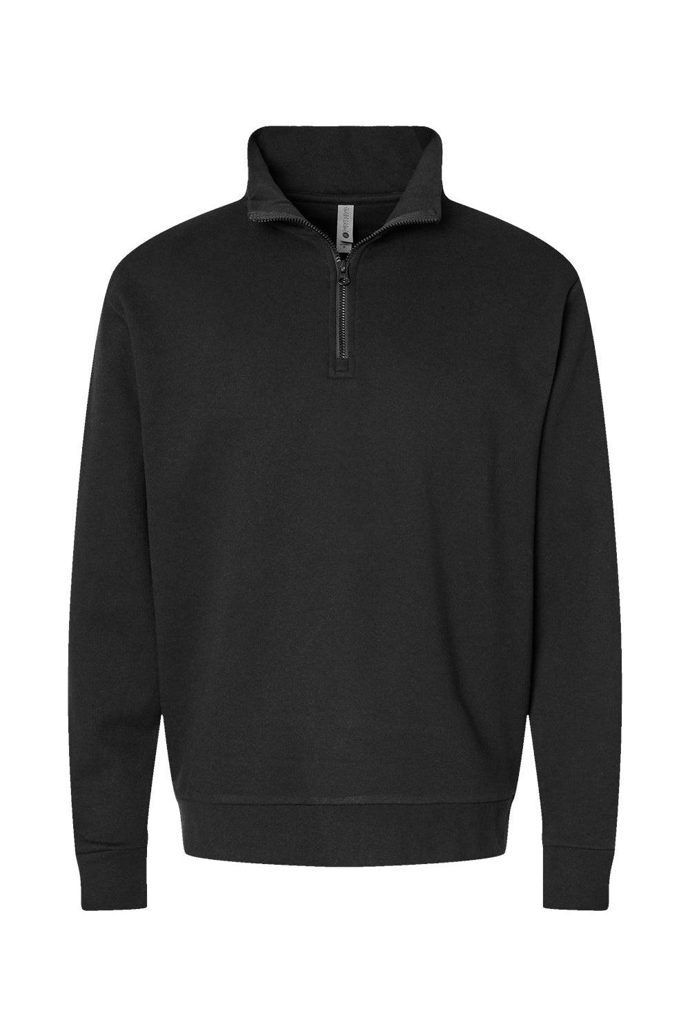 Next Level 9643 Mens Fleece 1/4 Zip Sweatshirt Black Flat Front