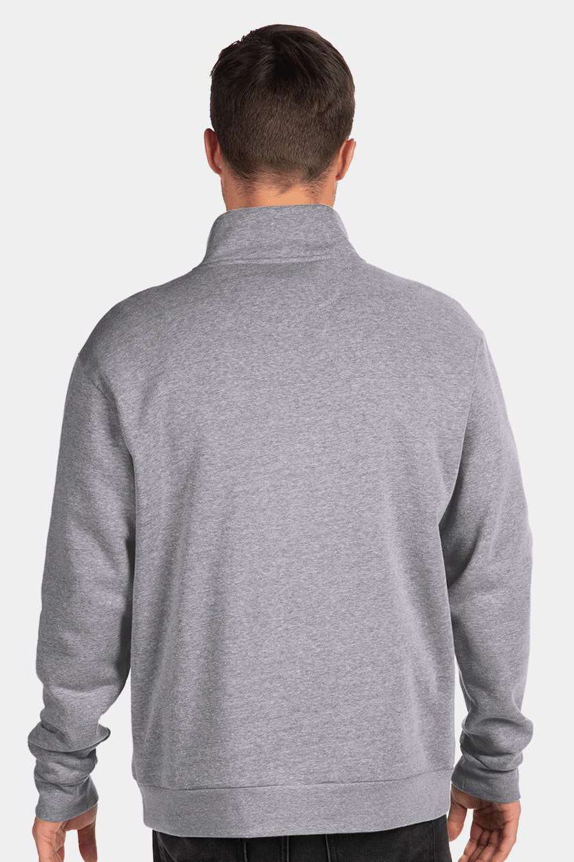 Next Level 9643 Mens Fleece 1/4 Zip Sweatshirt Heather Grey Model Back