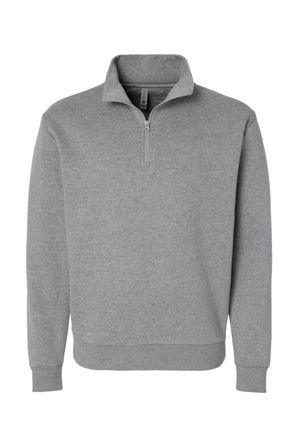 Next Level 9643 Mens Fleece 1/4 Zip Sweatshirt Heather Grey Flat Front