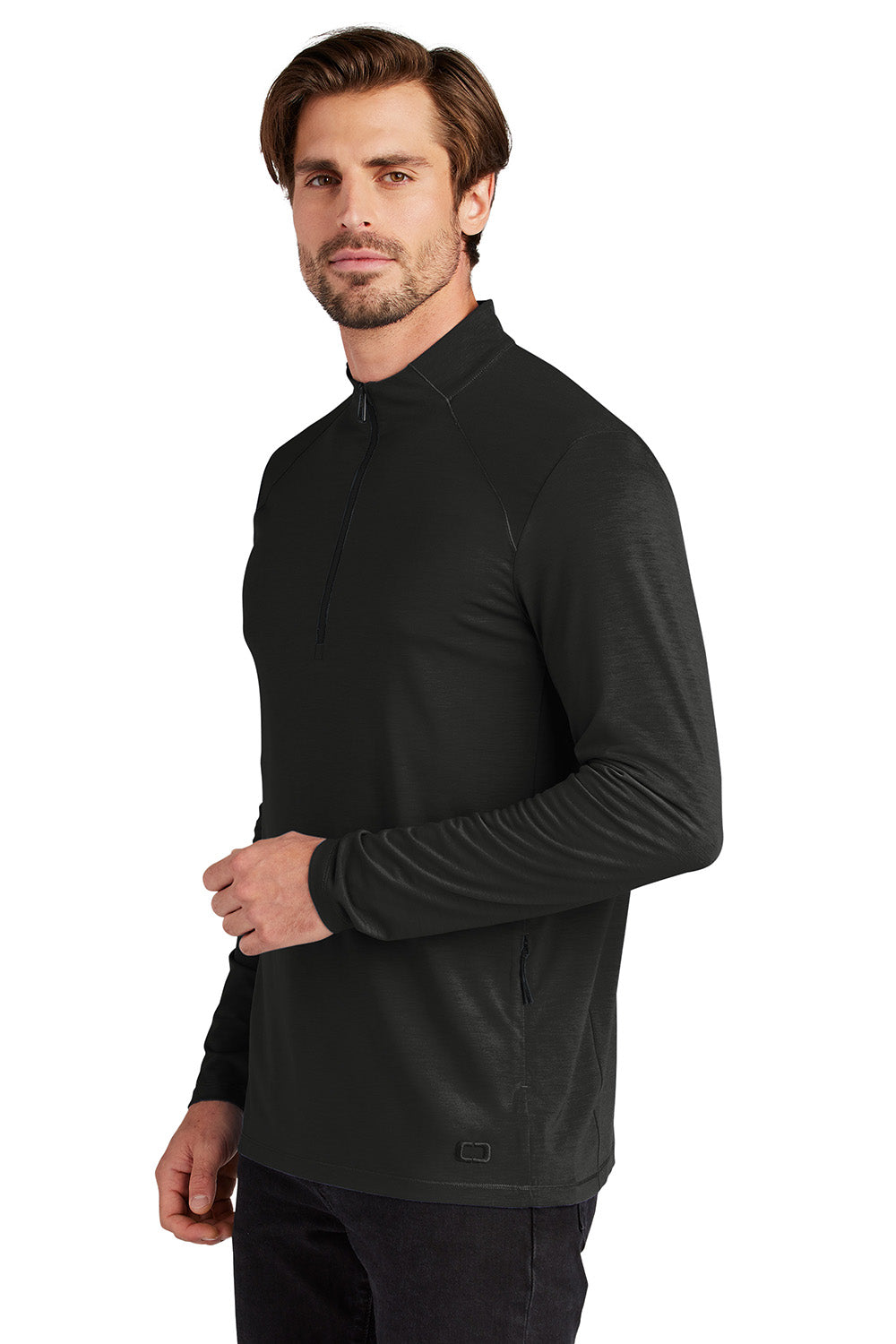 Ogio OG153 Mens Motion 1/4 Zip Sweatshirt Blacktop Model Side