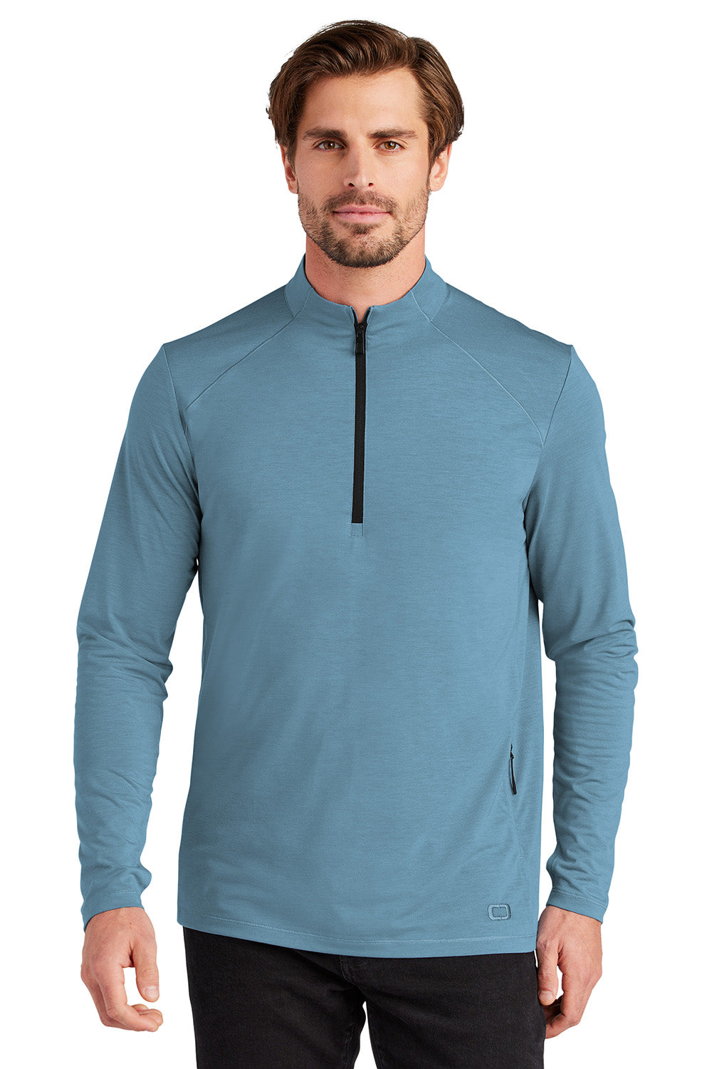 Ogio OG153 Mens Motion 1/4 Zip Sweatshirt Mist Blue Model Front