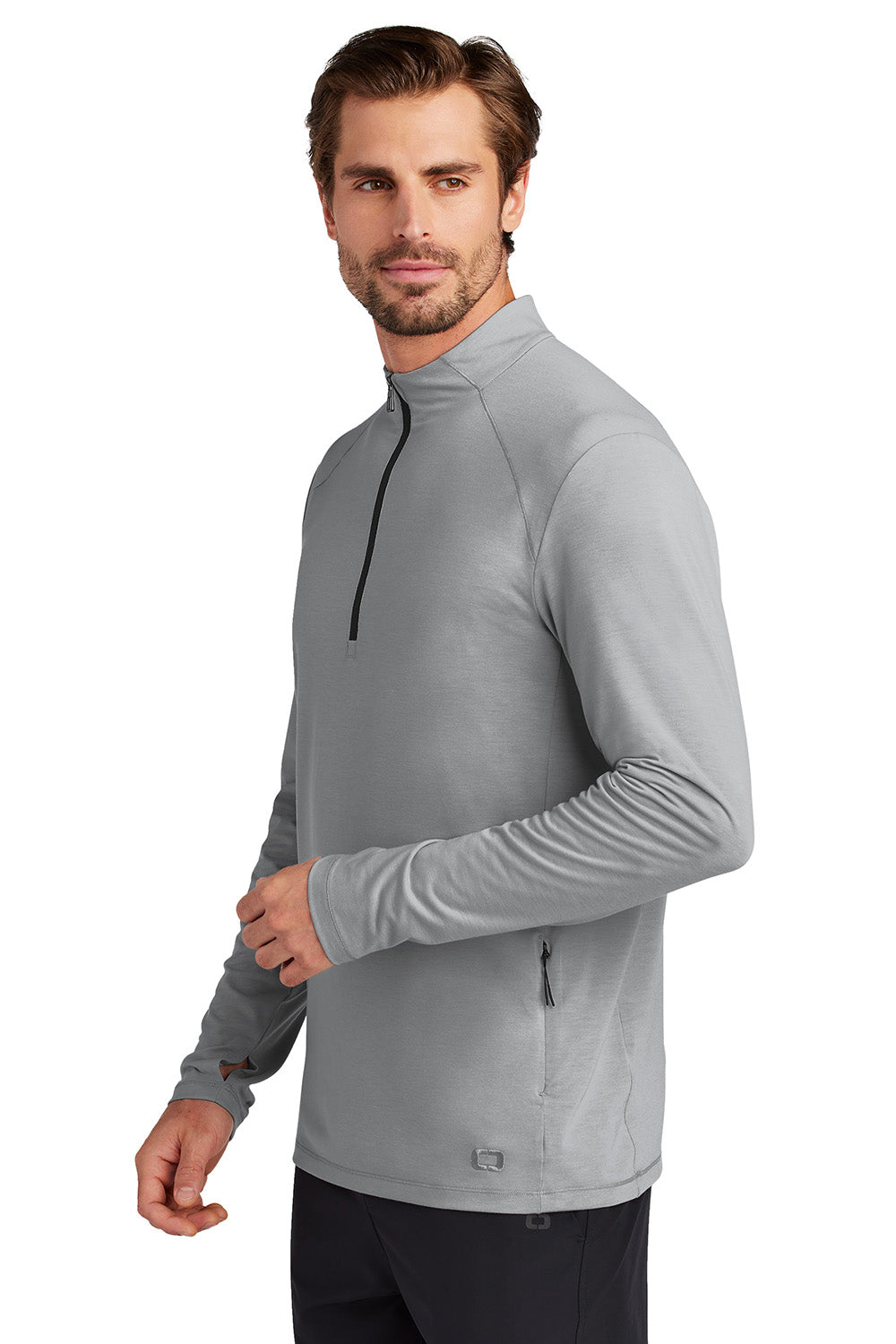 Ogio OG153 Mens Motion 1/4 Zip Sweatshirt Greystone Model Side