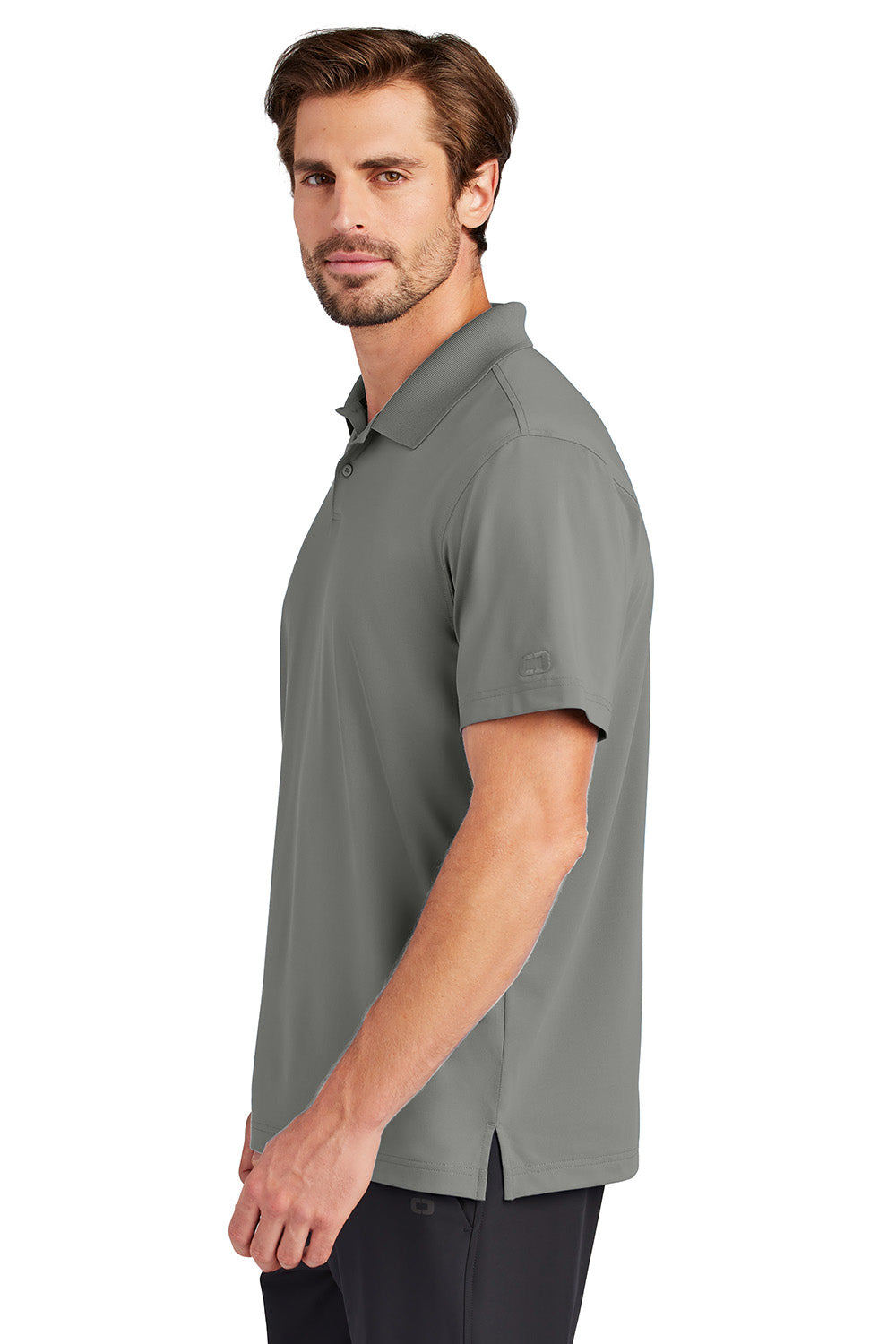 Ogio OG170 Mens Regain Short Sleeve Polo Shirt Petrol Grey Model Side