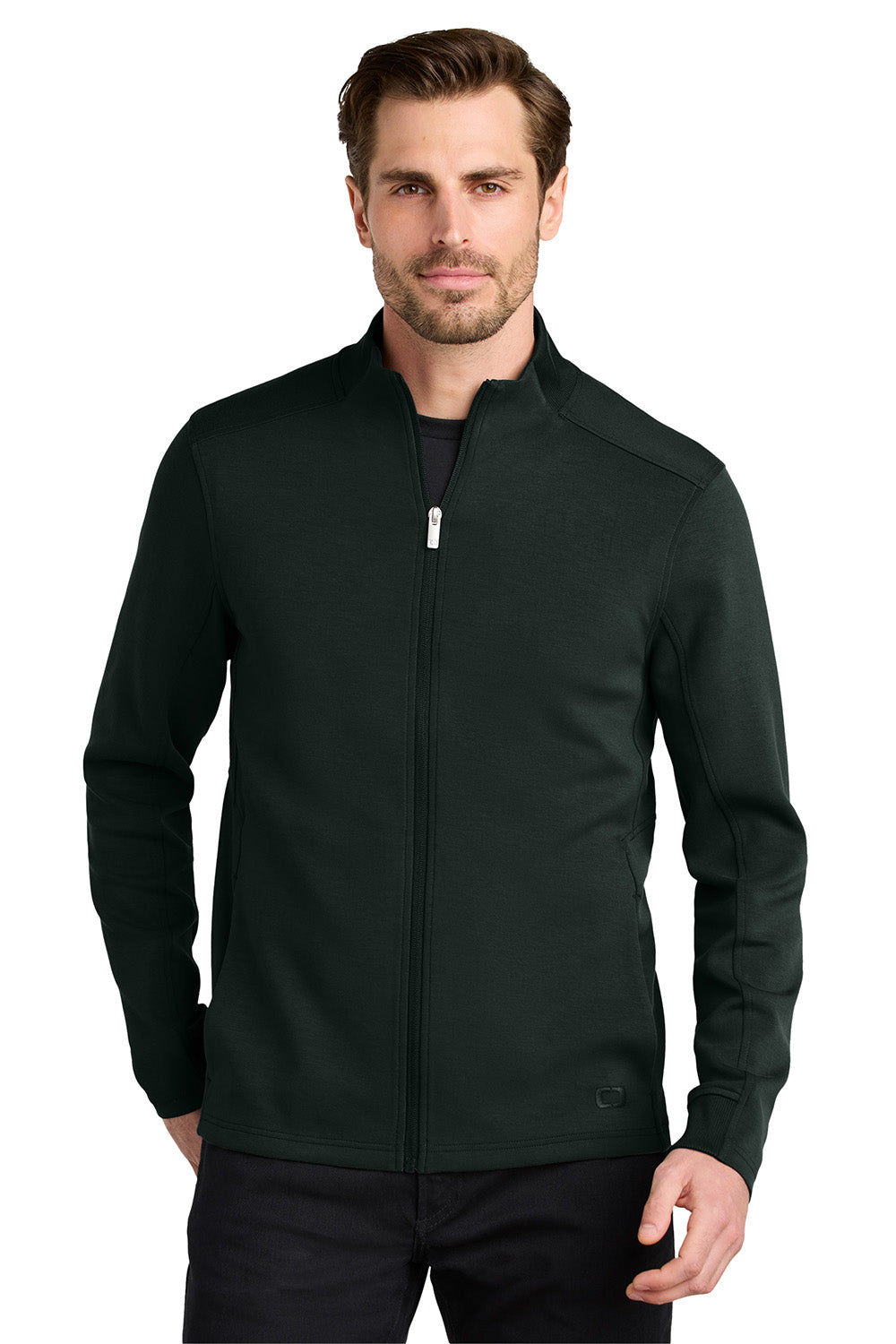 Ogio OG860 Mens Transcend Fleece Full Zip Jacket Blacktop Model Front