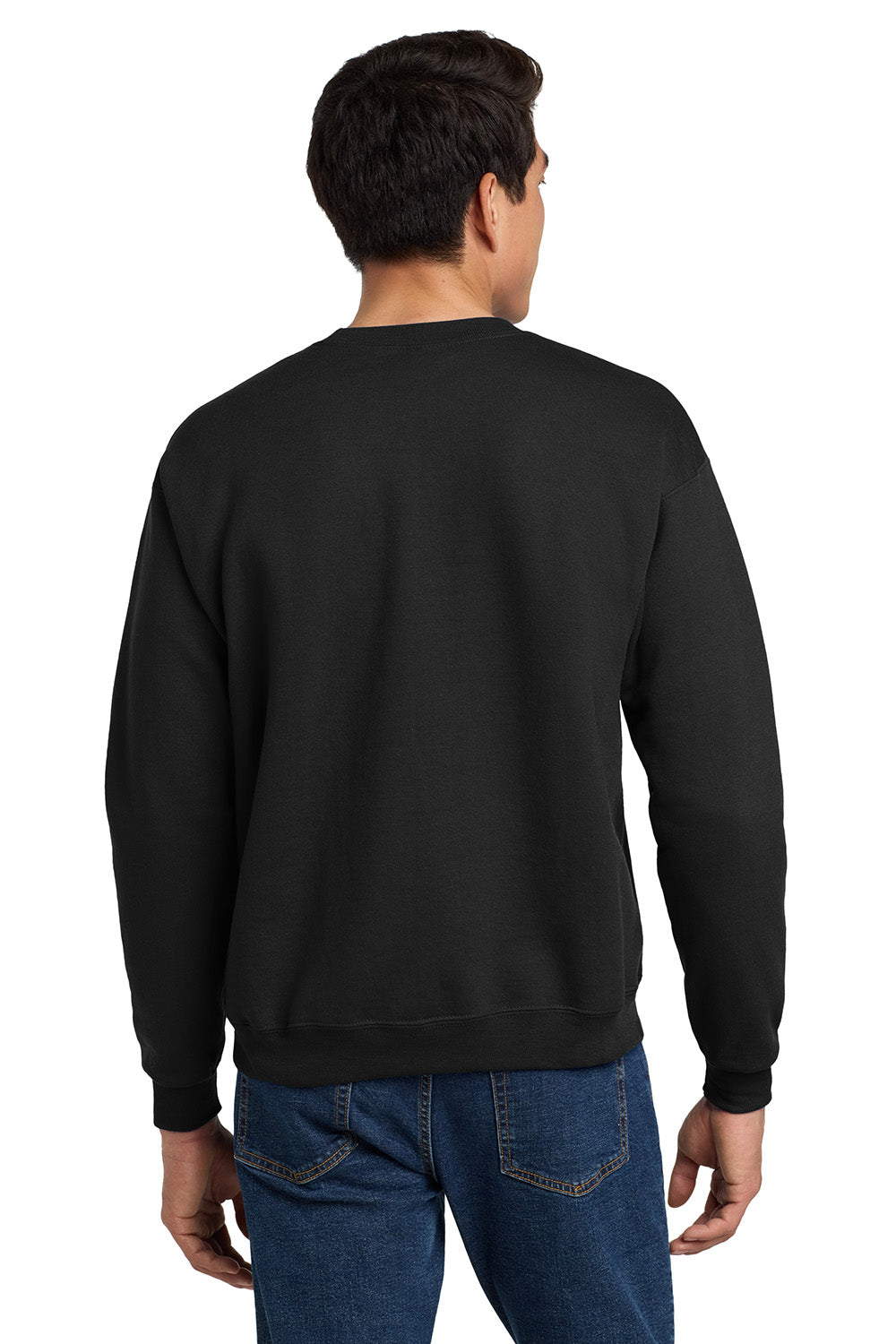 Hanes P160/P1607 Mens EcoSmart Print Pro XP Pill Resistant Fleece Crewneck Sweatshirt Black Model Back