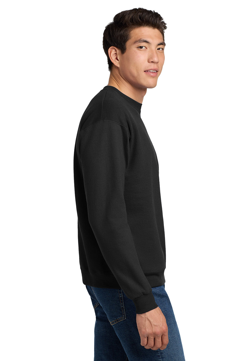 Hanes P160/P1607 Mens EcoSmart Print Pro XP Pill Resistant Fleece Crewneck Sweatshirt Black Model Side