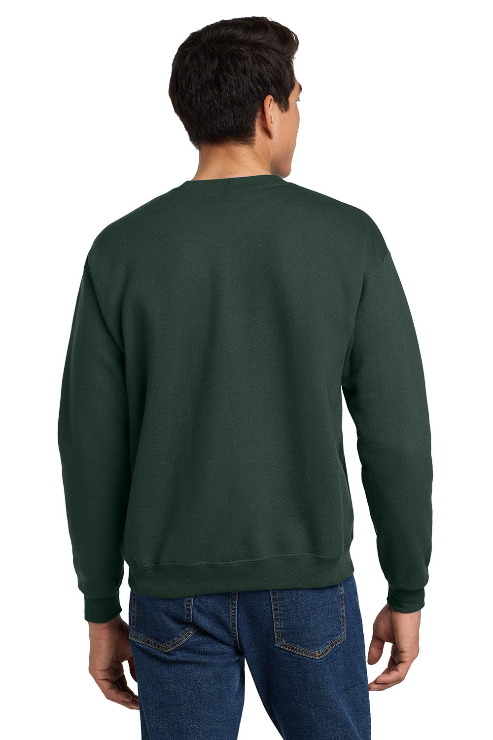 Hanes P160/P1607 Mens EcoSmart Print Pro XP Pill Resistant Fleece Crewneck Sweatshirt Deep Forest Green Model Back