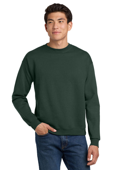 Hanes P160/P1607 Mens EcoSmart Print Pro XP Pill Resistant Fleece Crewneck Sweatshirt Deep Forest Green Model Front