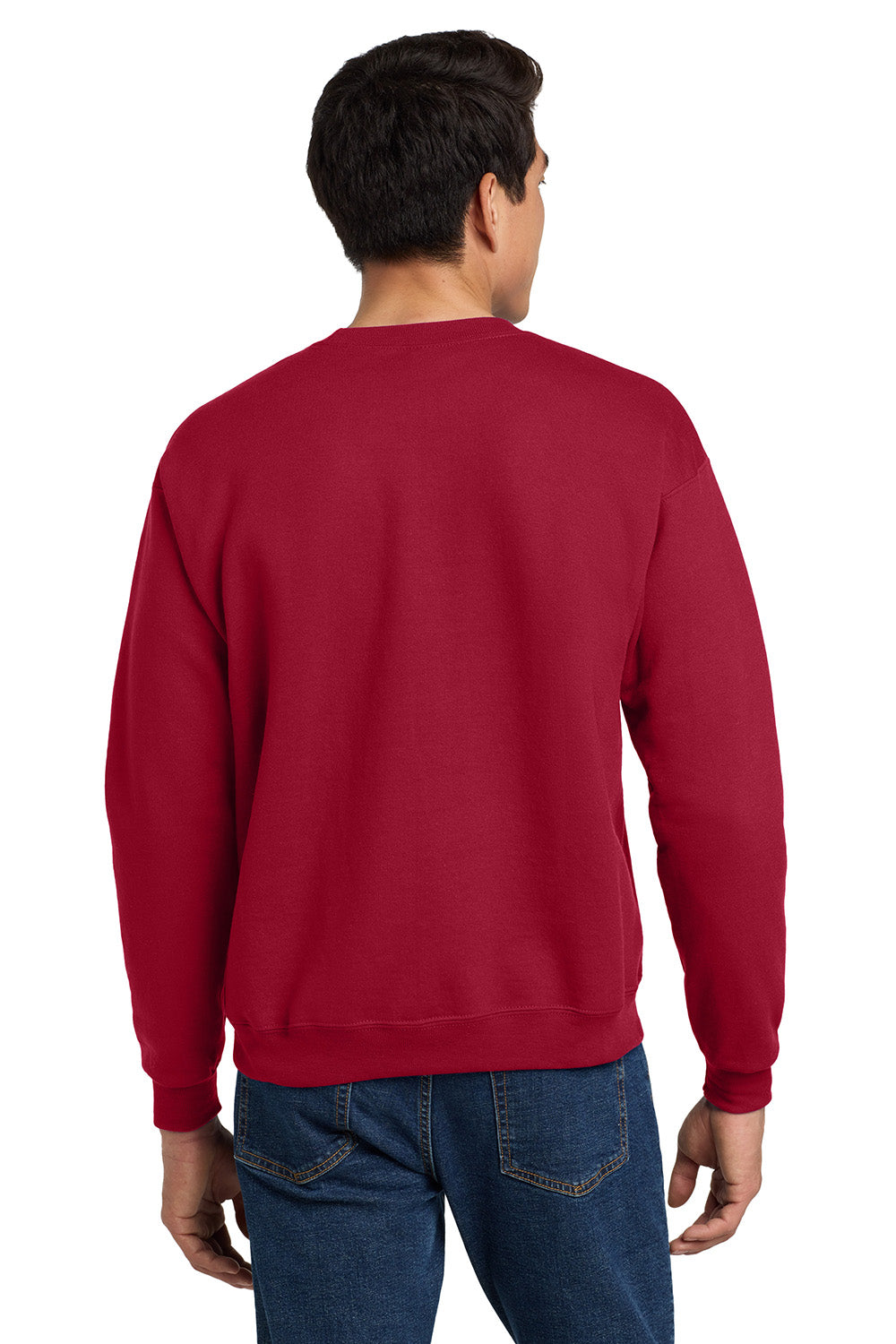 Hanes P160/P1607 Mens EcoSmart Print Pro XP Pill Resistant Fleece Crewneck Sweatshirt Deep Red Model Back