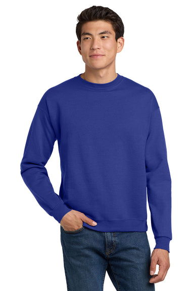 Hanes P160/P1607 Mens EcoSmart Print Pro XP Pill Resistant Fleece Crewneck Sweatshirt Deep Royal Blue Model Front