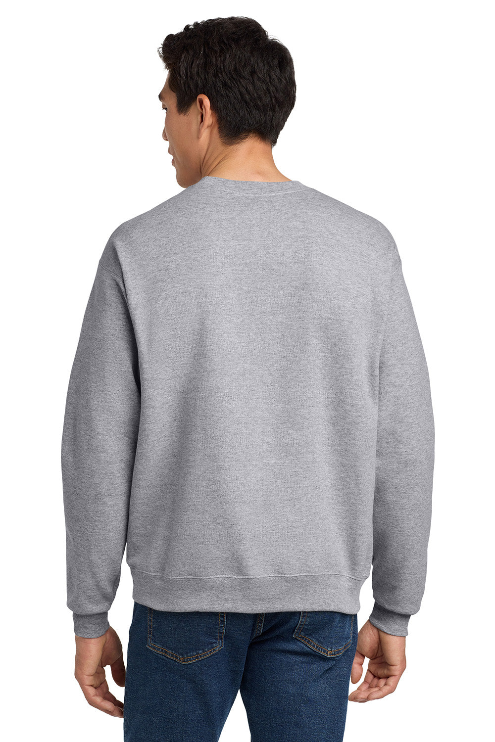 Hanes P160/P1607 Mens EcoSmart Print Pro XP Pill Resistant Fleece Crewneck Sweatshirt Light Steel Grey Model Back