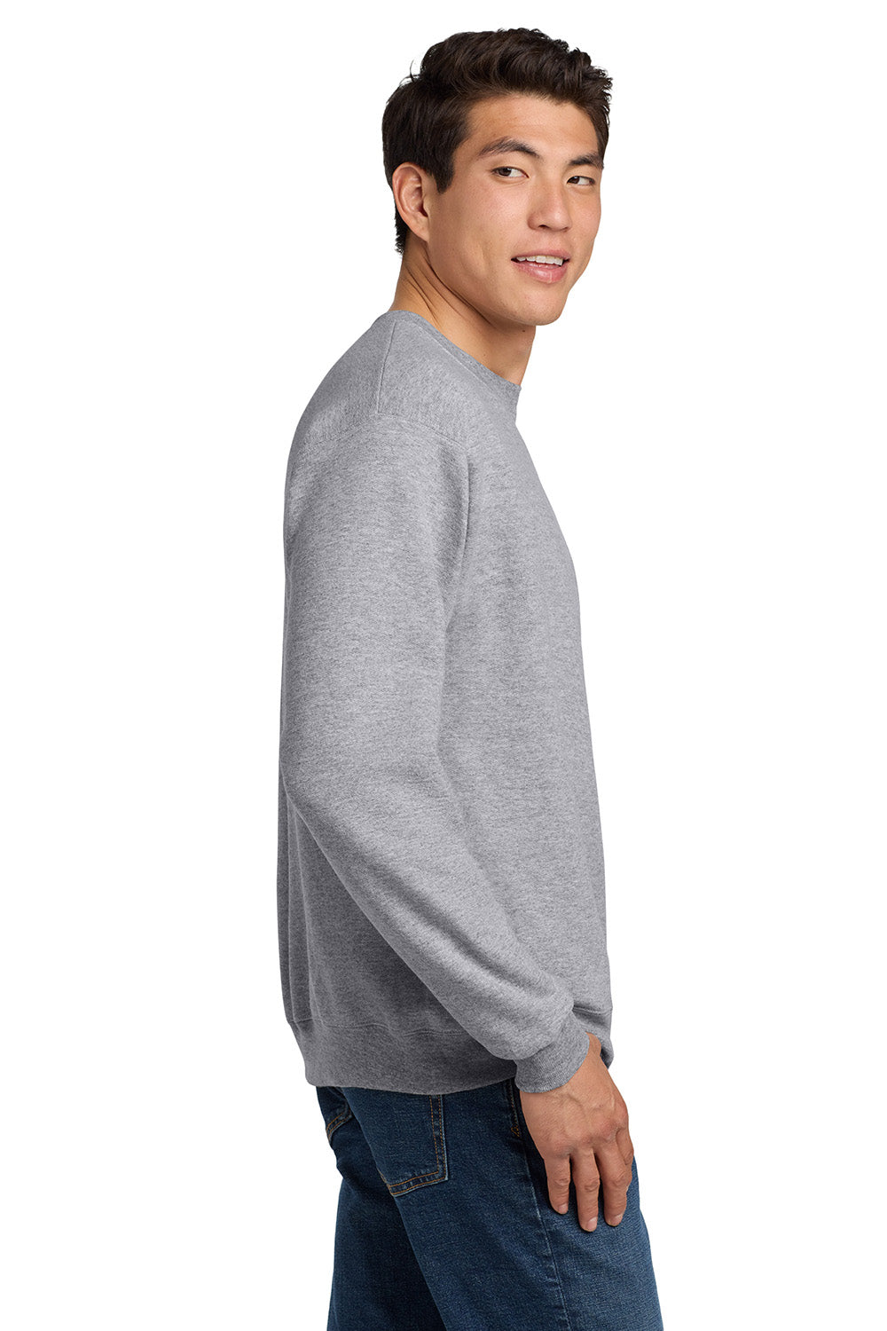 Hanes P160/P1607 Mens EcoSmart Print Pro XP Pill Resistant Fleece Crewneck Sweatshirt Light Steel Grey Model Side