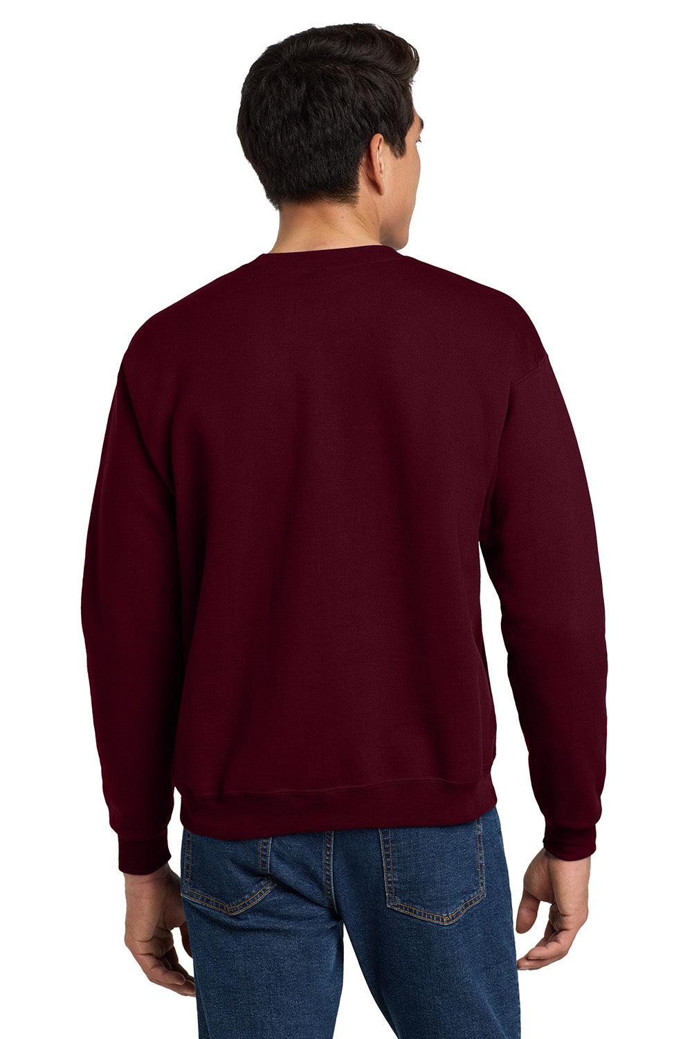 Hanes P160/P1607 Mens EcoSmart Print Pro XP Pill Resistant Fleece Crewneck Sweatshirt Maroon Model Back