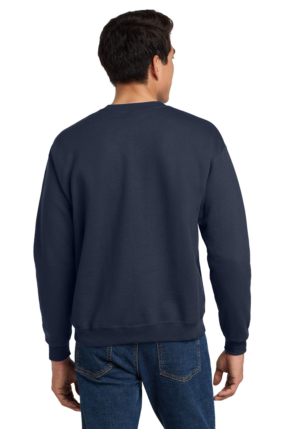 Hanes P160/P1607 Mens EcoSmart Print Pro XP Pill Resistant Fleece Crewneck Sweatshirt Navy Blue Model Back