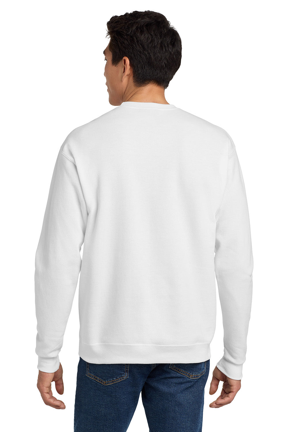 Hanes P160/P1607 Mens EcoSmart Print Pro XP Pill Resistant Fleece Crewneck Sweatshirt White Model Back