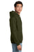 Hanes P170 Mens EcoSmart Print Pro XP Pill Resistant Hooded Sweatshirt Hoodie w/ Pouch Pocket Fatigue Green Model Side