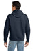 Hanes P170 Mens EcoSmart Print Pro XP Pill Resistant Hooded Sweatshirt Hoodie w/ Pouch Pocket Heather Navy Blue Model Back