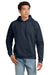 Hanes P170 Mens EcoSmart Print Pro XP Pill Resistant Hooded Sweatshirt Hoodie w/ Pouch Pocket Heather Navy Blue Model Front