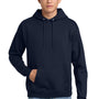 Hanes Mens EcoSmart Print Pro XP Pill Resistant Hooded Sweatshirt Hoodie w/ Pouch Pocket - Navy Blue