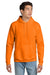 Hanes P170 Mens EcoSmart Print Pro XP Pill Resistant Hooded Sweatshirt Hoodie w/ Pouch Pocket Safety Orange Model Front